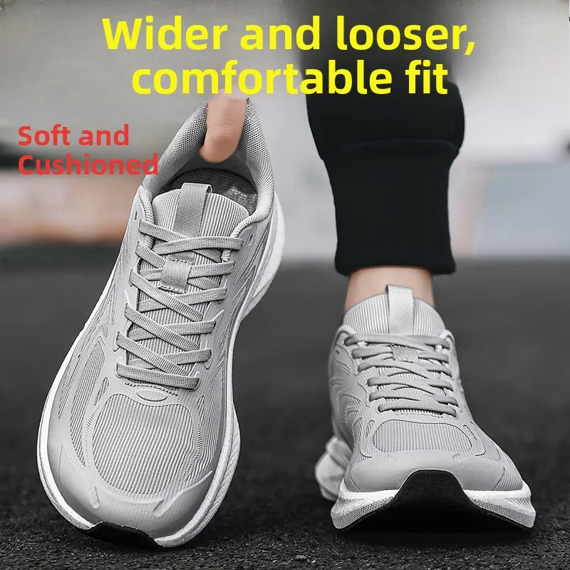 Wide Toe Running Shoes 4E Dynamic Thick Outdoor Fitness Men's Fat Foot Cross-Border Shoes Comfortable Breathable Rubber Sole Casual Sneakers