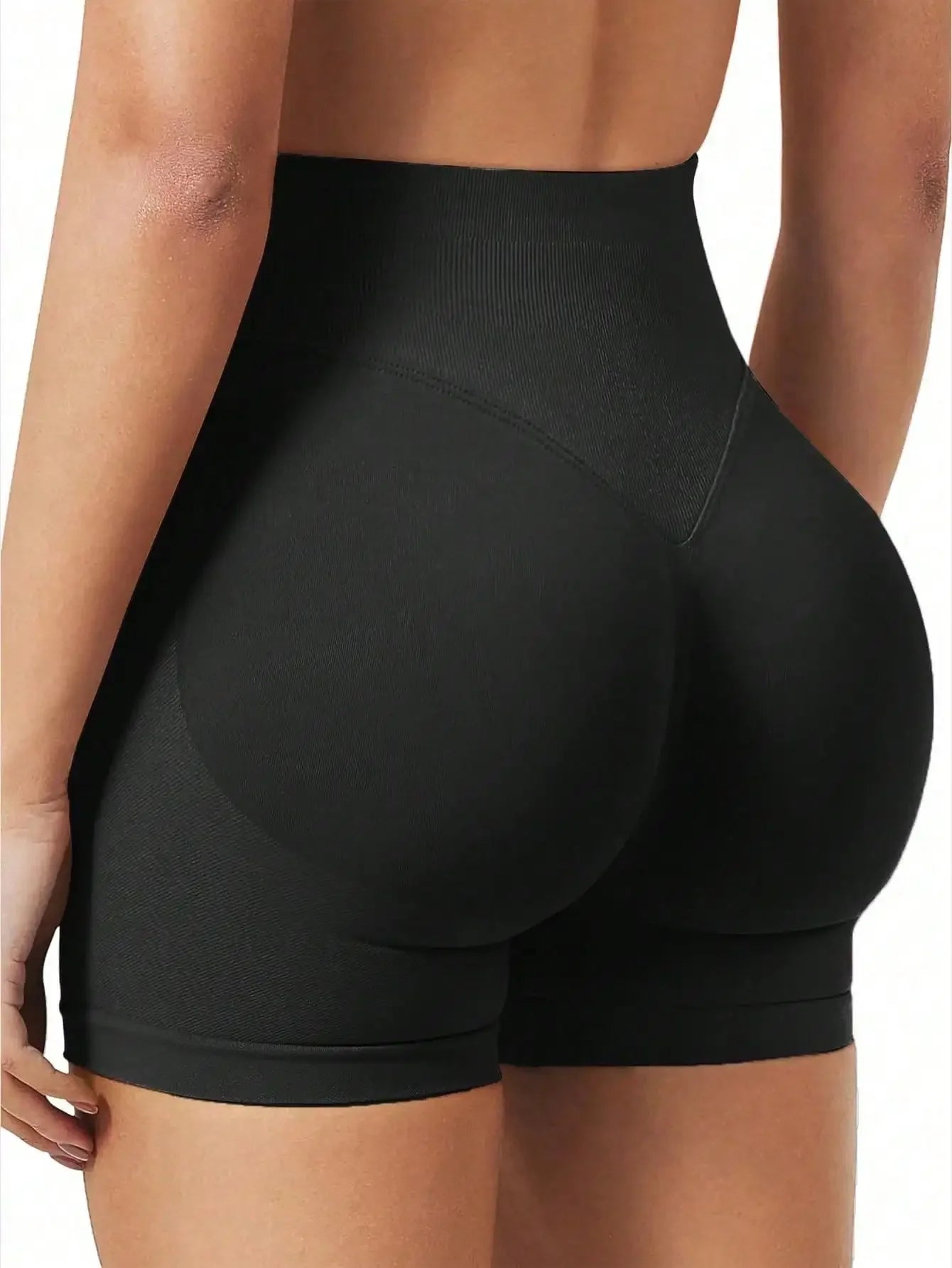 Women's Seamless Butt Lifting Sports Shorts, Suitable For Gym Workout, Cycling, Running, Black Tight Pants, Summer
