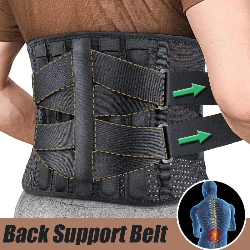 Lower Back Support Brace Lumbar Waist Belt Sports Trimmer Belt for Men Women Fitness Body Building