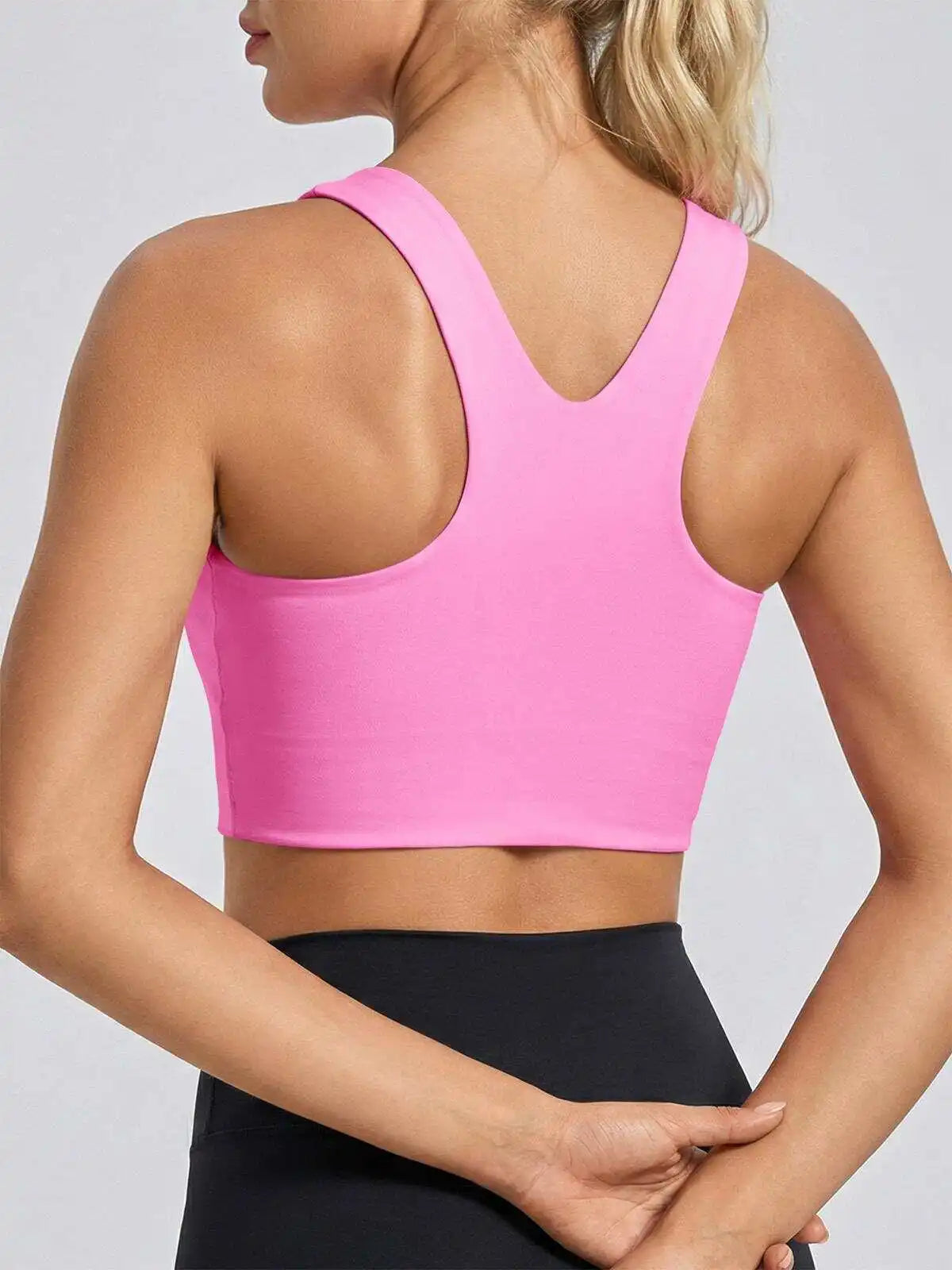 Women Seamless Sports Bra Buttery Soft Square Neck Padded Longline Yoga Crop Top Compressive Fitness Activewear Gym Workout Athletic Bralette Push Up Running Shirt Tank Top