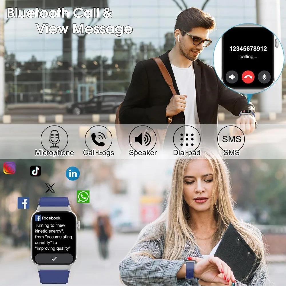 Smartwatch: 1.85" HD Screen, Heart Rate/Sleep Monitor, 110+ Modes, Waterproof Fitness Tracker for Android/iOS