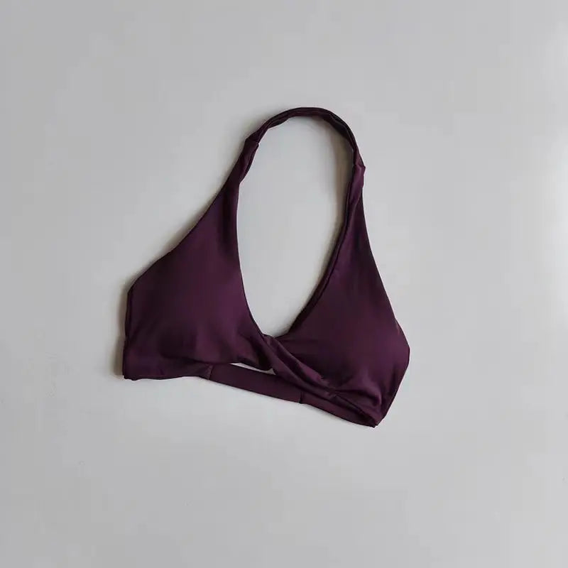 Women Halter Twist Front Open Back Sports Bra Removable Padded Push Up Yoga Top Soft Skin-friendly Fitness Pilates Crop Bra