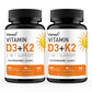 Vitamin D3 5000IU K2 90 Mcg Joint Support Supplement, for Heart & Bone Health, Cardiovascular & Immune Support, Calcium Absorption 120 Capsules