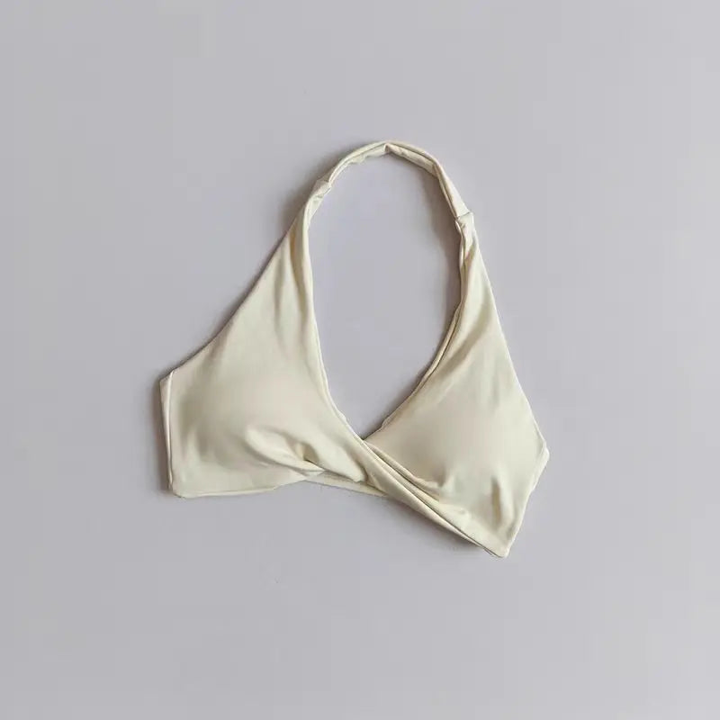 Women Halter Twist Front Open Back Sports Bra Removable Padded Push Up Yoga Top Soft Skin-friendly Fitness Pilates Crop Bra