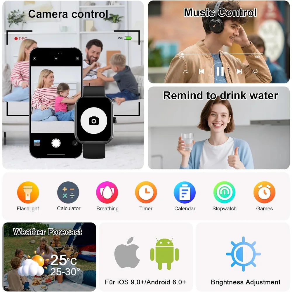 Smartwatch with Alexa, Fitness Tracker, 1.91" HD Display, Heart Rate, Sleep & SpO2 Monitoring, Water-Resistant, Sport Modes