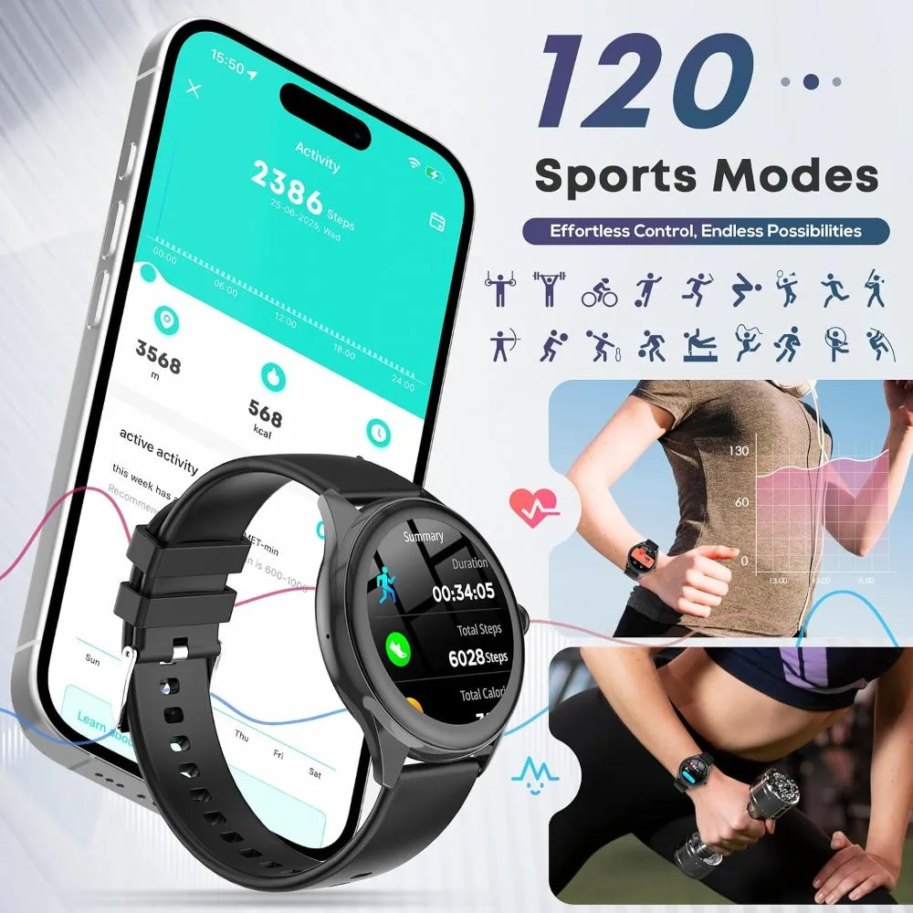 1.39" HD Touchscreen Smartwatch with 120 Sports Modes and AI Assistant for Fitness Tracking