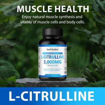 L-citrulline 3000mg Supplement - Supports Endurance Training and Muscle Recovery - Unisex, Vegan, Non-GMO