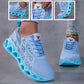 Women Breathable Flying Woven Blade Sneakers, Hollow Shock Absorbing Cushion Athletic Shoes, Lightweight Mesh Non Slip Fashion Walking Jogging Sports Trainers