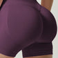 Women's Seamless Butt Lifting Sports Shorts, Suitable For Gym Workout, Cycling, Running, Black Tight Pants, Summer