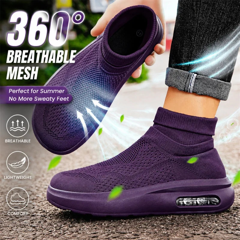 Outdoor Casual Running Shoes Wide Toe Men Slip-On Knitted Socks Sneakers Breathable Lightweight Mesh Lazy Shoes Easy Wear Rubber Outsole Sneakers