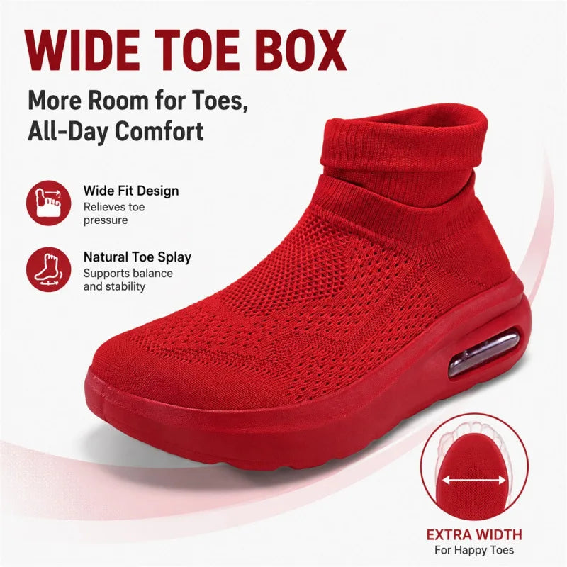Outdoor Casual Running Shoes Wide Toe Men Slip-On Knitted Socks Sneakers Breathable Lightweight Mesh Lazy Shoes Easy Wear Rubber Outsole Sneakers
