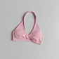 Women Halter Twist Front Open Back Sports Bra Removable Padded Push Up Yoga Top Soft Skin-friendly Fitness Pilates Crop Bra