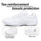 BAXINIER White Cheer Shoes Women Lightweight Athletic Training Sneakers Anti-Slip Rubber Outsole Toe Reinforcement Double U-Shaped Heel Support
