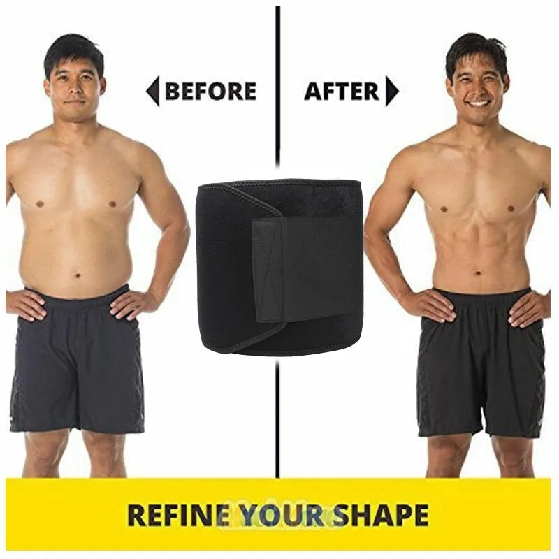 Black Men Waist Trimmer Belt Fat Burner Weight Loss Sweats Slim Wrap Body Shaper Waist Support