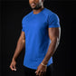 Plain Gym T-shirt Men Summer Fitness Clothing O-Neck Short Sleeve T Shirt Cotton Slim Fit Tshirt Bodybuilding Workout Tees Tops