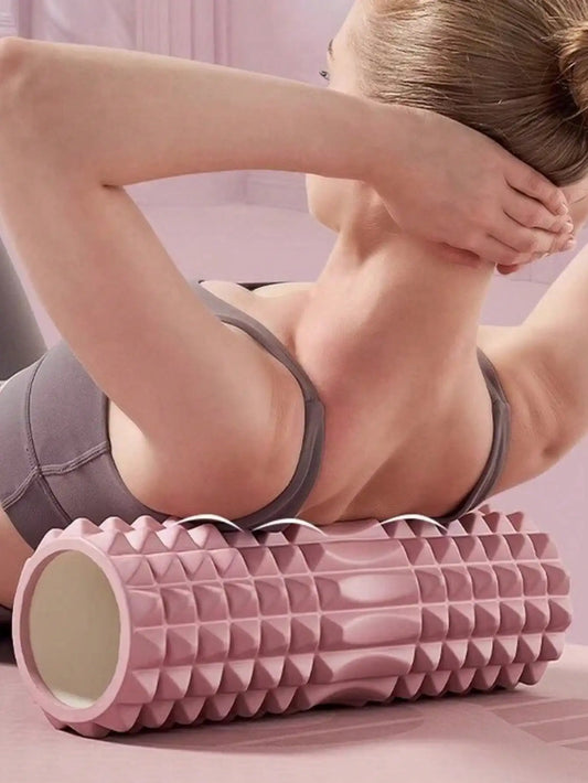 1pc Pink Foam Yoga Massage Roller, For Muscle Relaxation And Flexibility Training - Textured Surface For Deep Tissue Massage, Ideal For Yoga, Pilates And Fitness, Yoga Accessories | Textured Roller | Lightweight Roller, Yoga