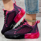 Women Gradient Scale Pattern Air Cushion Sneakers Breathable Flying Weave Mesh Shock Absorb Non Slip Lace Up Running Shoes Fashion Outdoor Gym Jogging Daily Casual Sports Footwear 2026 New