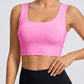 Women Seamless Sports Bra Buttery Soft Square Neck Padded Longline Yoga Crop Top Compressive Fitness Activewear Gym Workout Athletic Bralette Push Up Running Shirt Tank Top